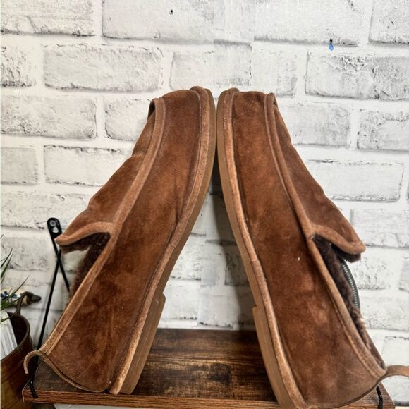 L.L. Bean Men's Brown Suede Slippers Loafers 14 - Picture 4 of 7